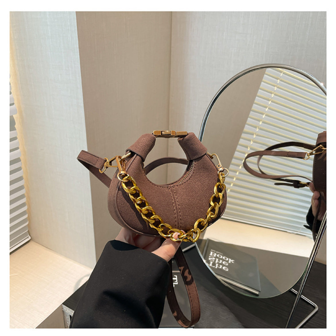 Chic Suede-Style Mini Shoulder Bag