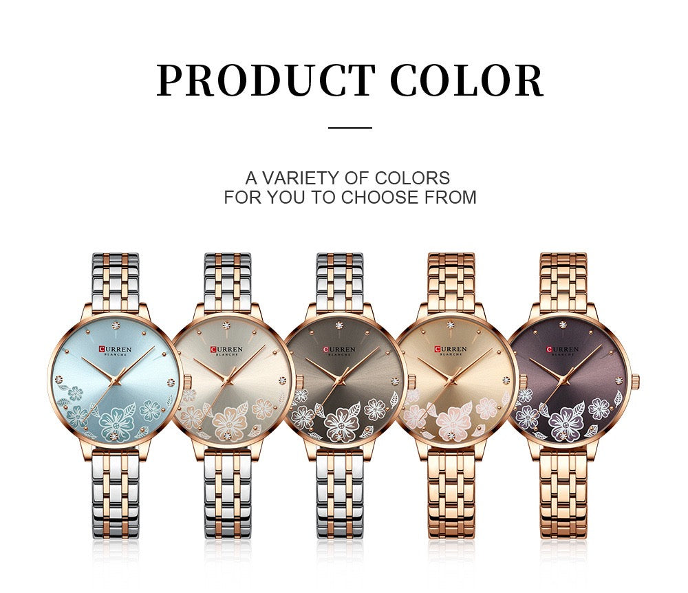 CURREN Blanche Women’s Floral Luxury Bracelet Watch (Comes Boxed)