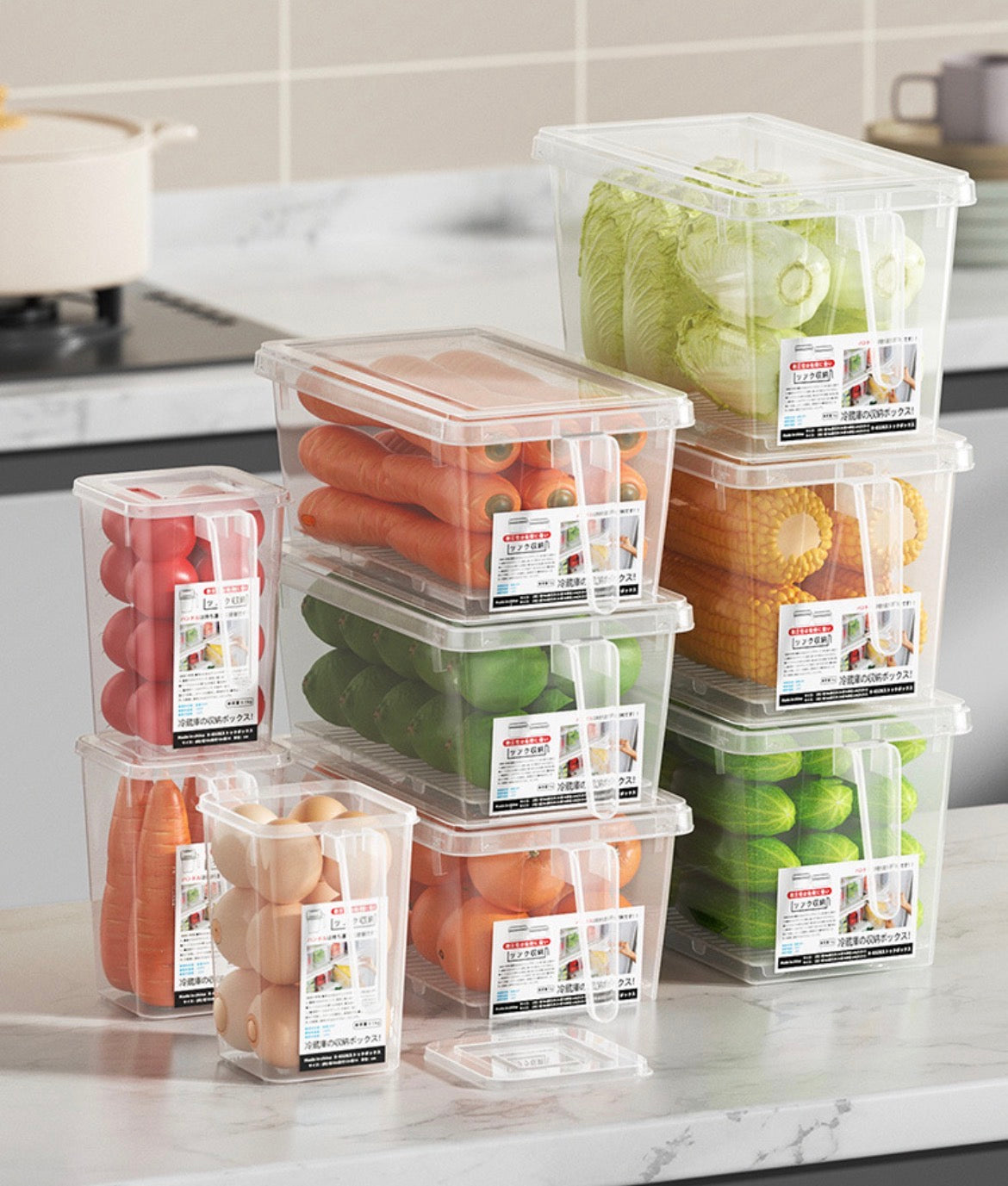 9 Piece Set Plastic Storage Containers-Refrigerator Organizer Boxes