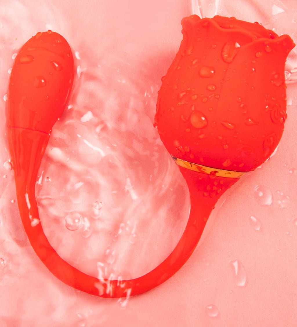 Rose-Sucking Clitoris Stimulator + Thrusting Dildo