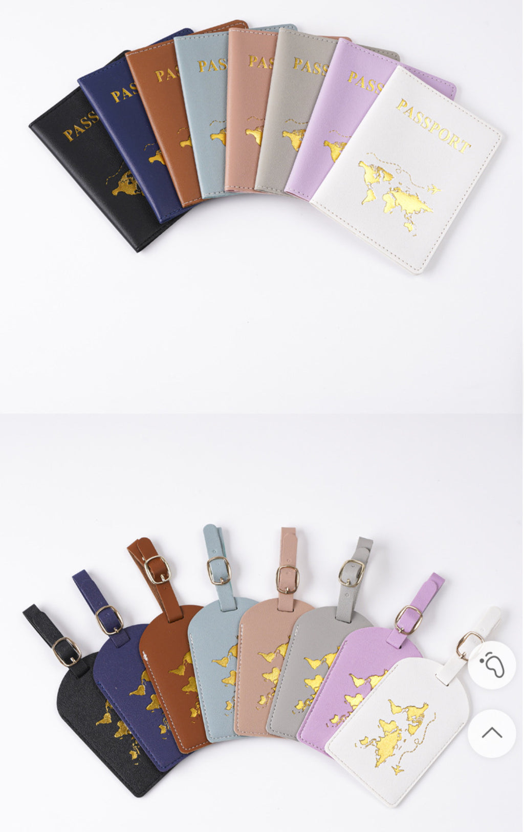 Stylish Passport Holder with 2 Matching Luggage Tag Sets