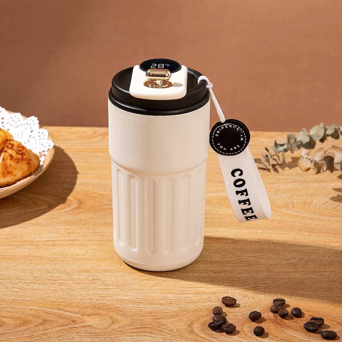 Smart Temperature Display Stainless Steel Coffee Mug (450ml)