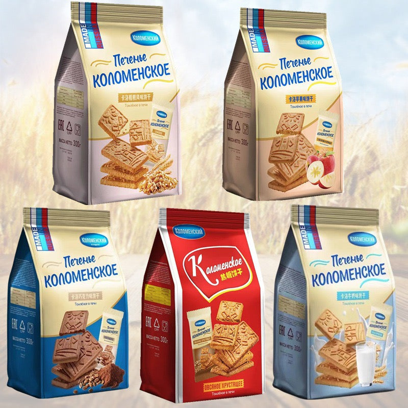5 Packs of Kolomenskoye Russian Biscuits 300g: Assorted Flavours