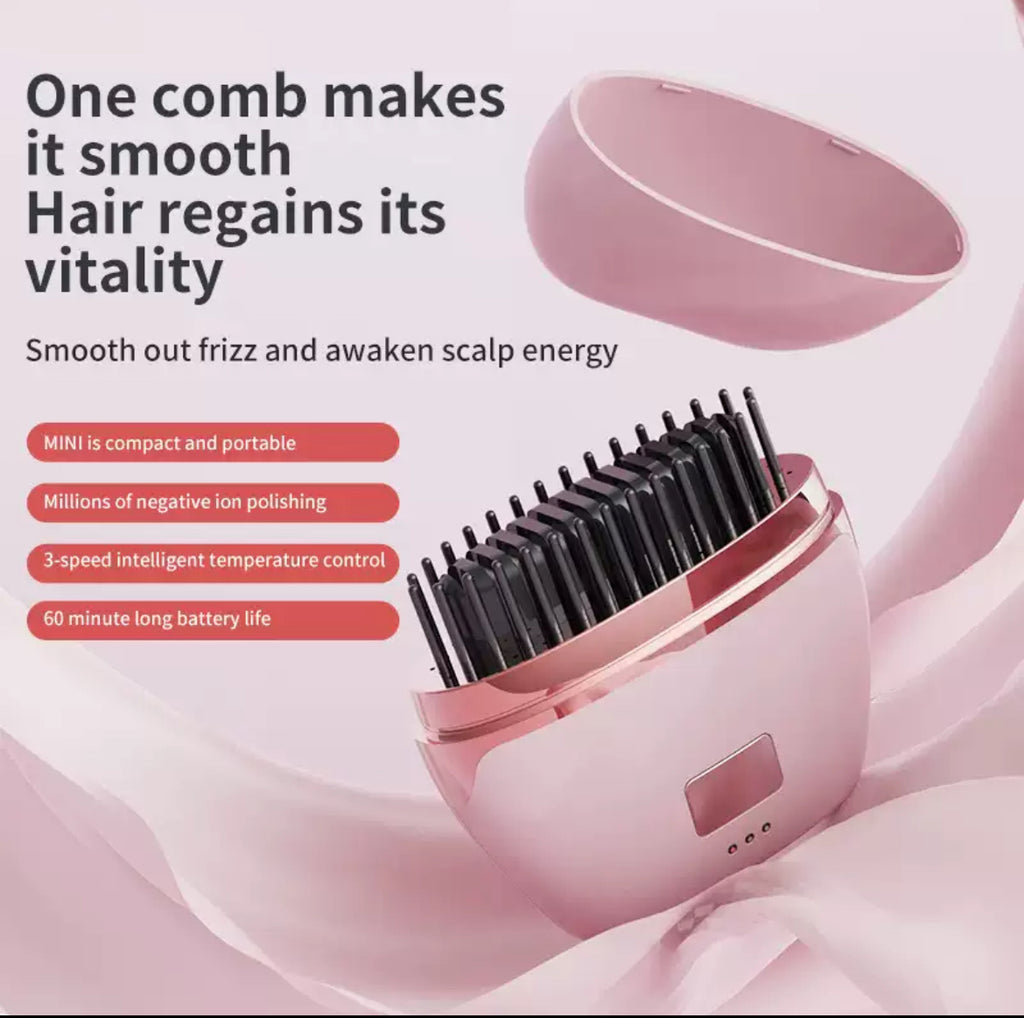 Wireless Rechargeable Mini Hair Straightening Brush