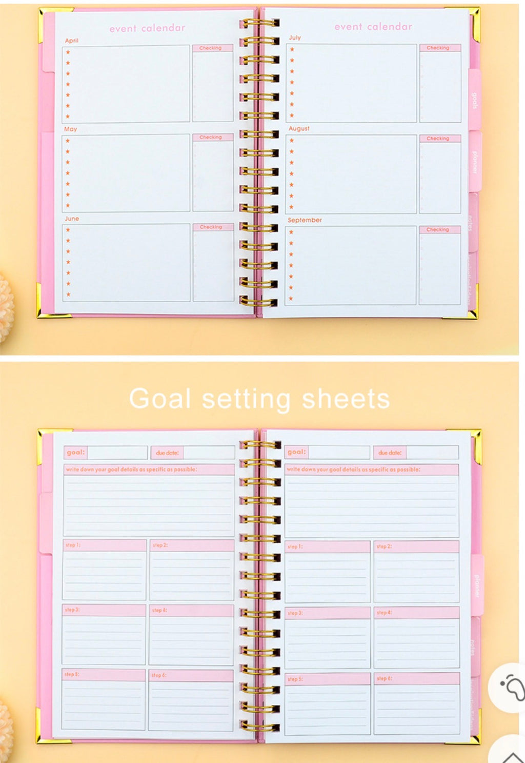2026 Goals Planner Spiral Hardcover Notebook