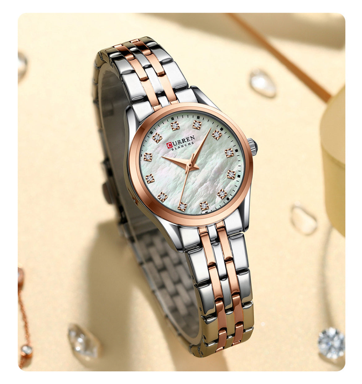 CURREN Fashionable Two-Tone Bracelet Watch for Women (Comes Boxed)