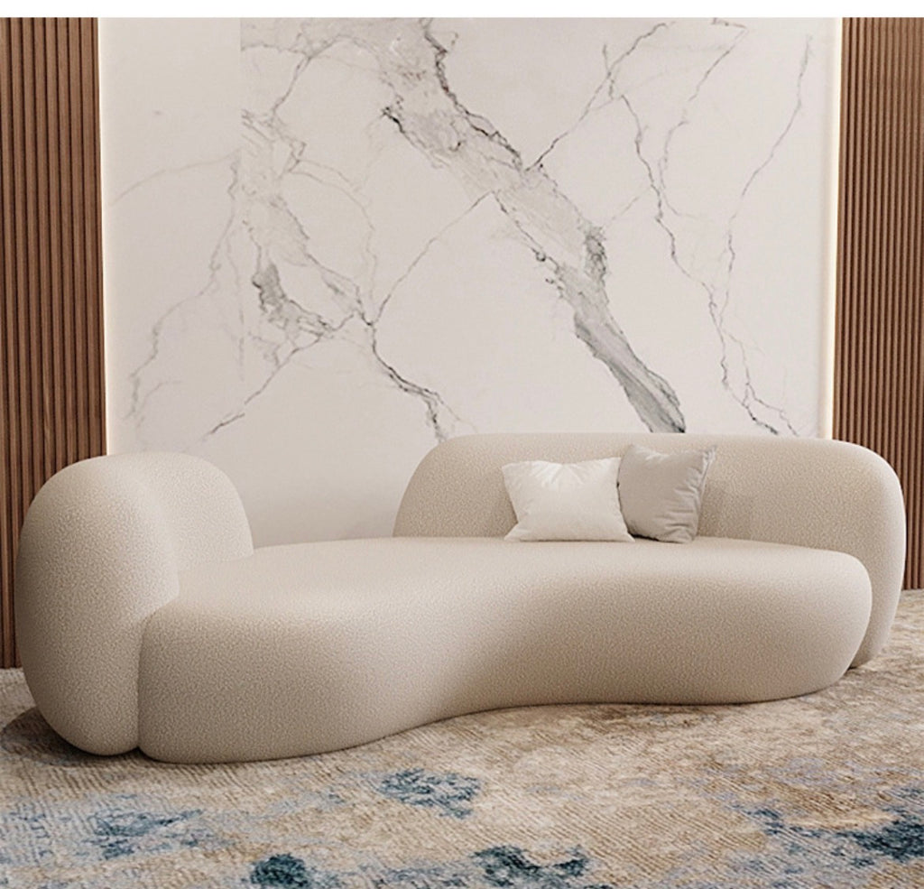 Modern Curved Sofa Lounge Set with Accent Chair & Tables