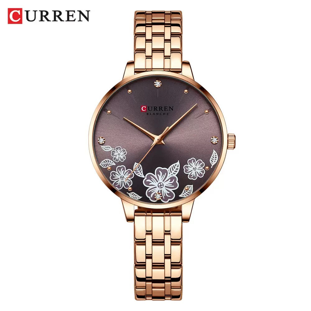 CURREN Blanche Women’s Floral Luxury Bracelet Watch (Comes Boxed)