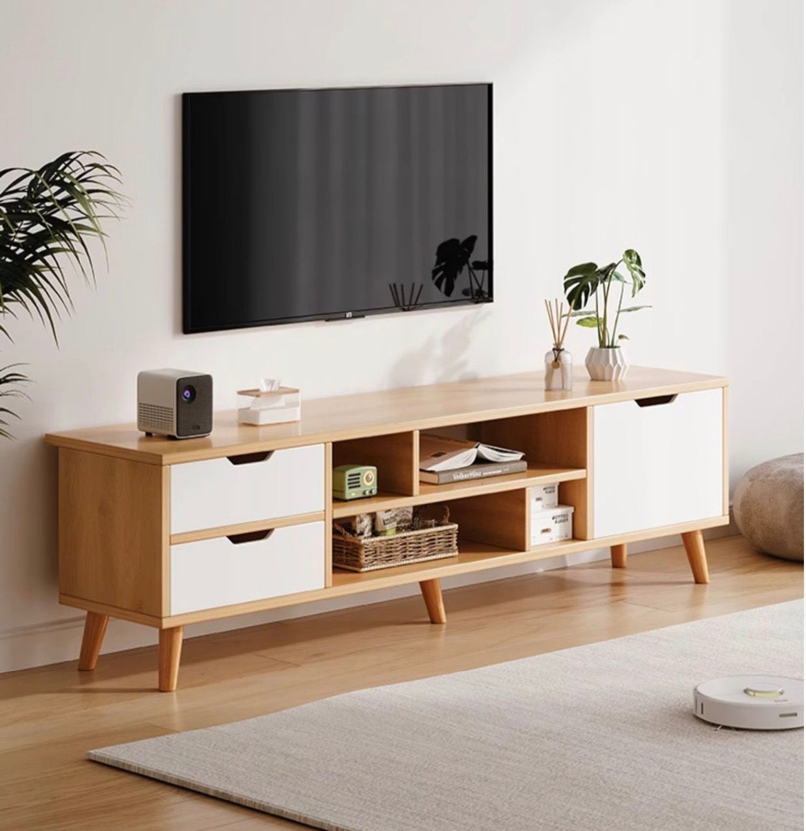 Nordic Wooden TV Console Cabinet with Storage – 120cm Media Unit