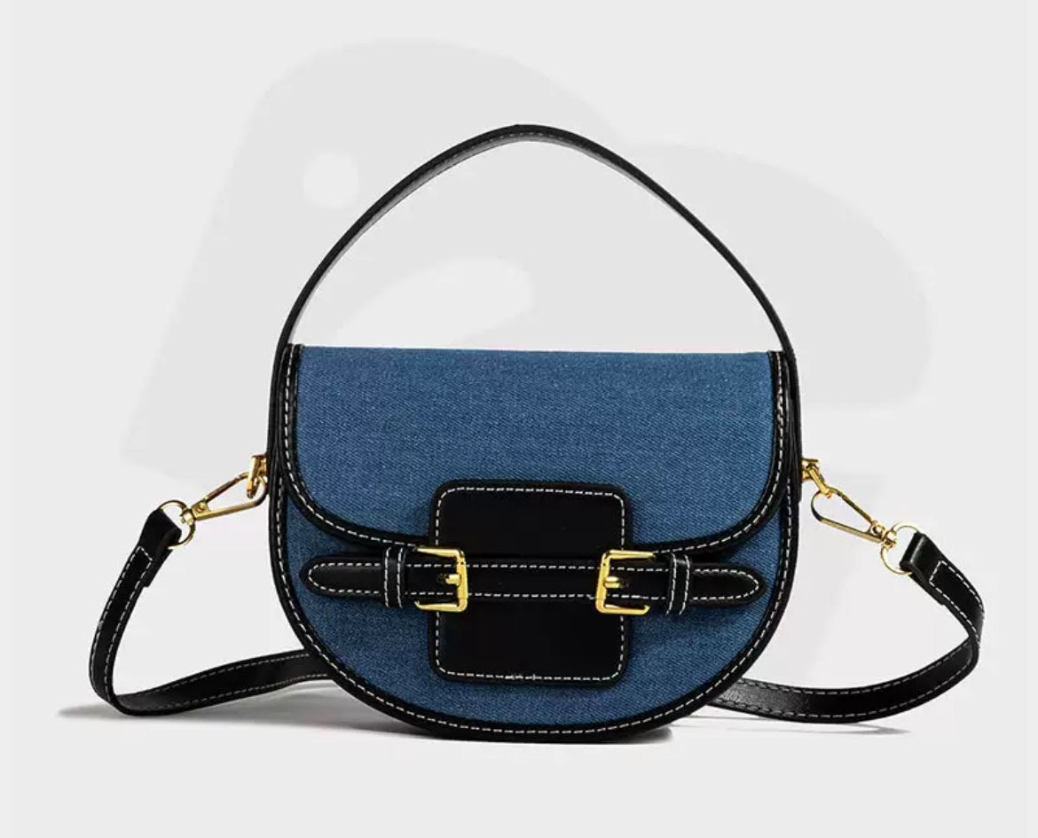 Structured Canvas & Leather Crossbody Bag