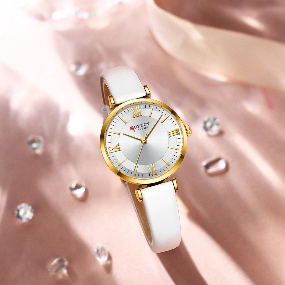 CURREN Women’s Minimalist Roman Dial Leather Watch (Comes Boxed)