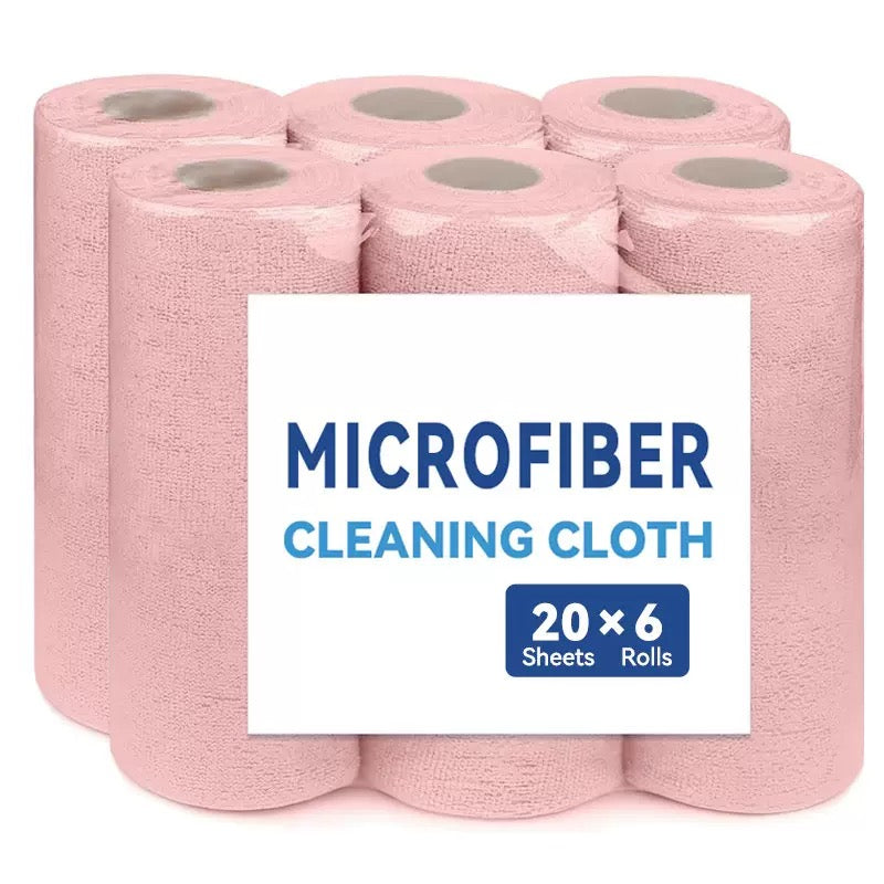 Reusable Microfiber Cleaning Cloth Rolls- 6 Pack Washable Kitchen Towels