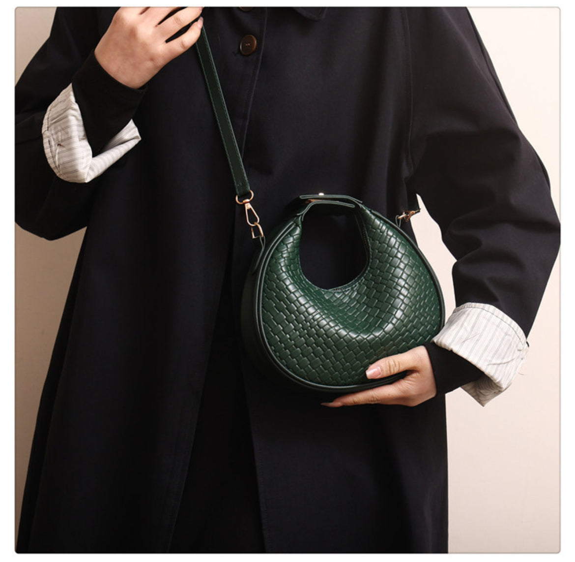 Mini Woven Crescent Crossbody Bag