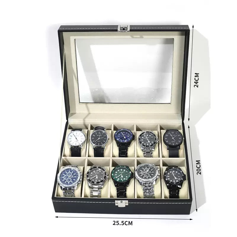 Premium Glass-Top Watch Organizer Case