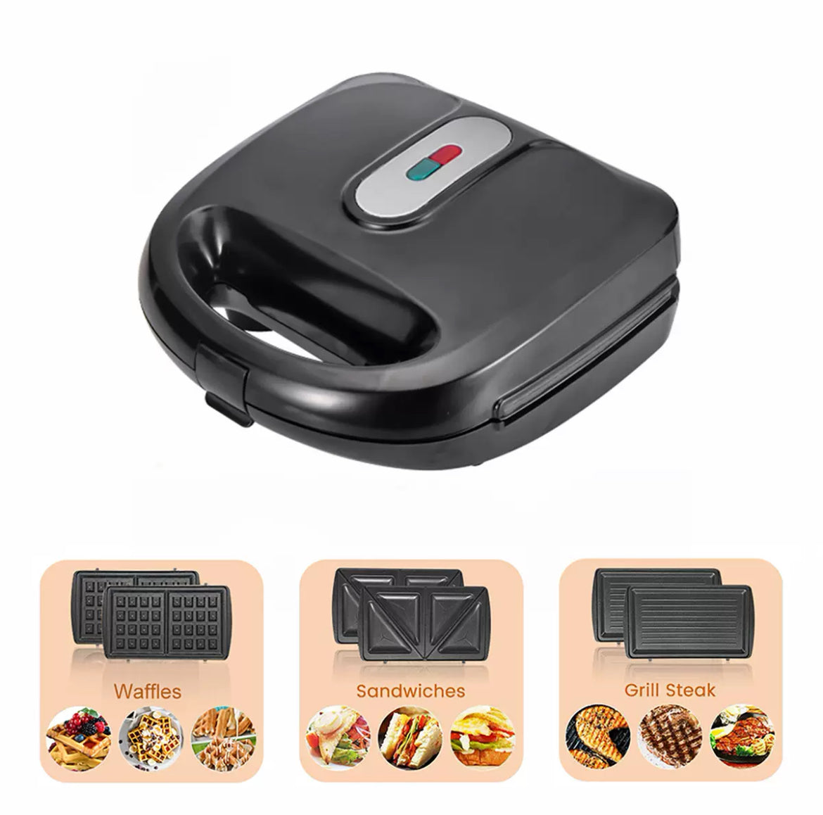 3-in-1 Sandwich Maker (Detachable Plates)