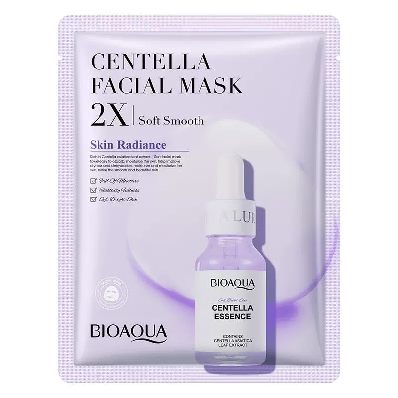 BIOAQUA 2X Skin Radiance Facial Mask Set (Vitamin C, Hyaluronic Acid, Collagen & Centella) – Pack of 4