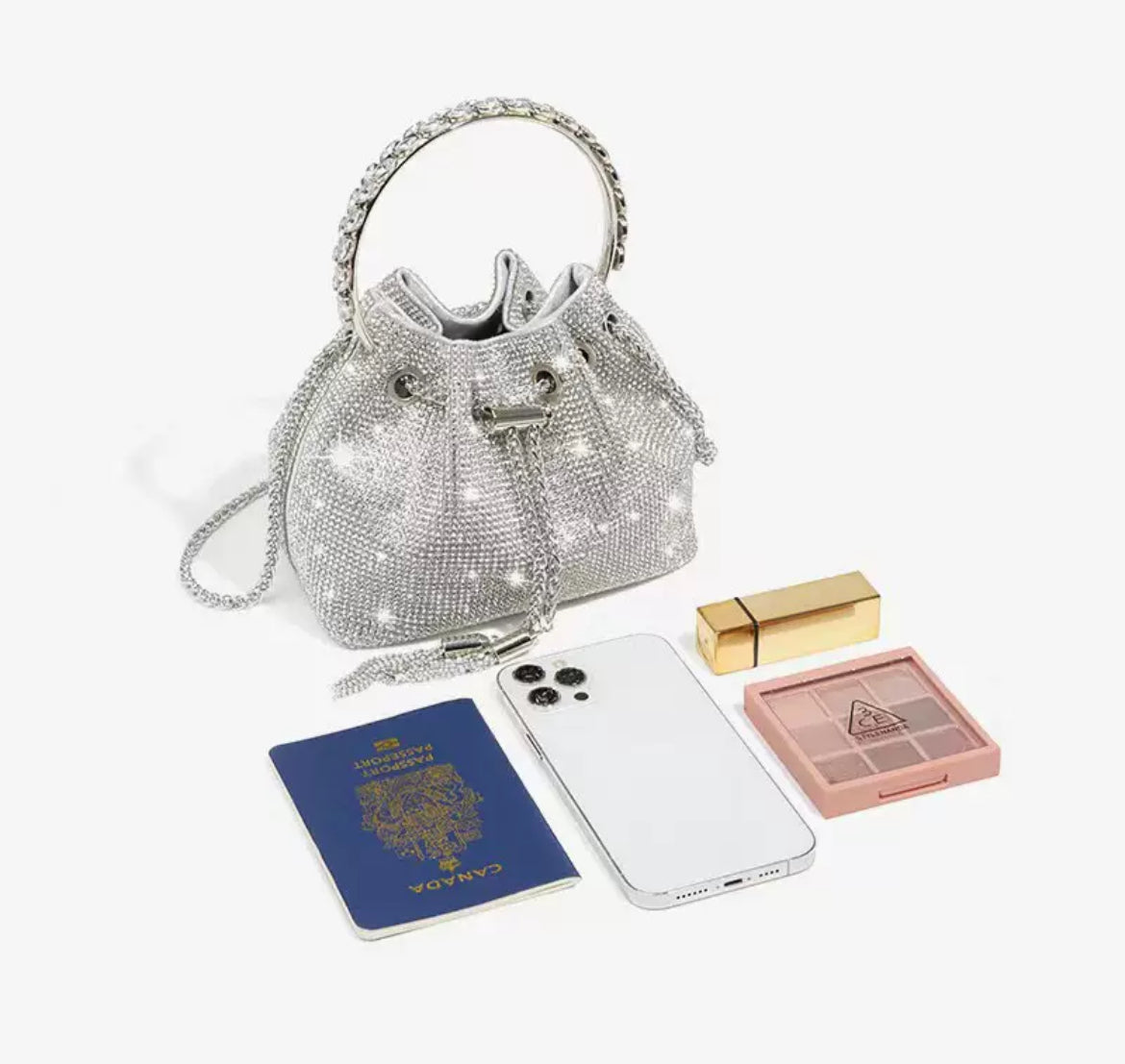 Sparkly Rhinestone Mini Bucket Bag