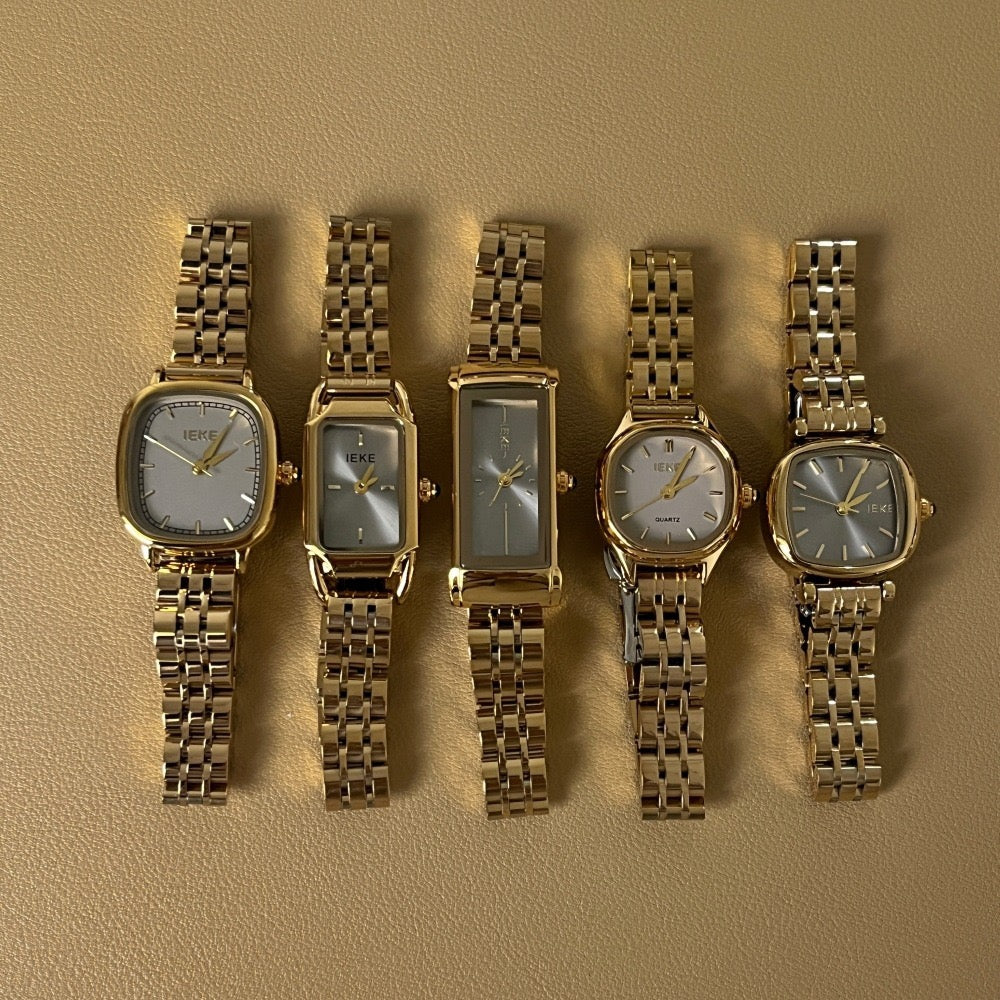 Elegant IEKE Minimalist Oval Gold Quartz Bracelet Watch (Comes Boxed)