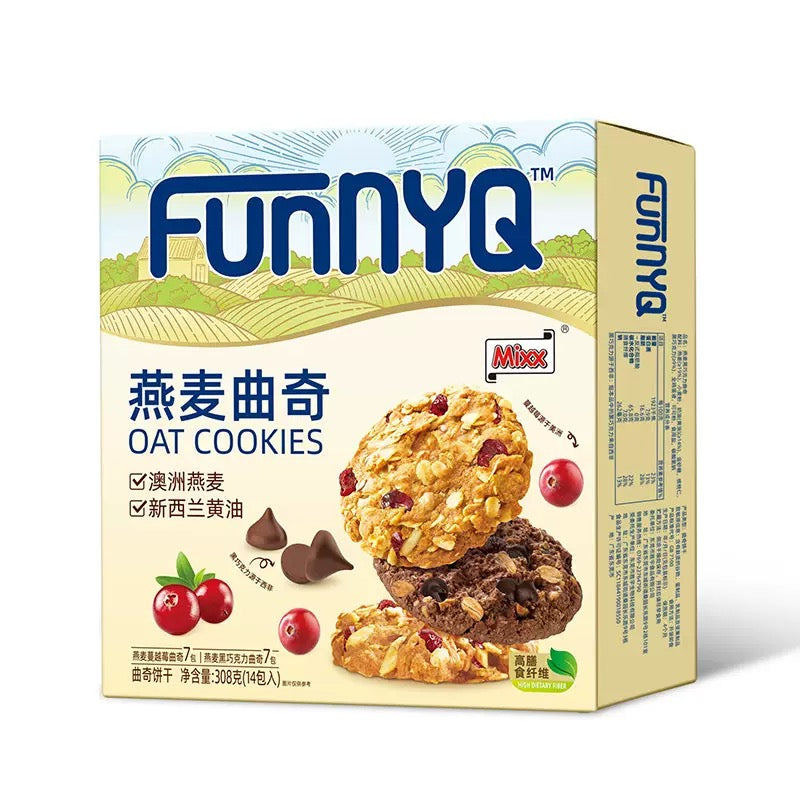 5 Boxes of FunnyQ Mixed Oat Cookies (14 Packs x 308g)