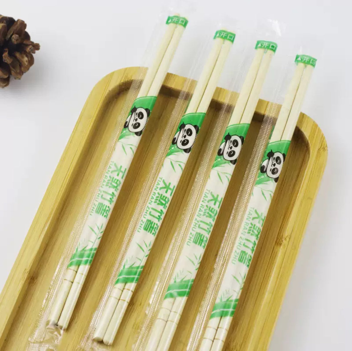 50 Pairs of Individually Wrapped Bamboo Chopsticks (19.5cm, 5.0mm Diameter)