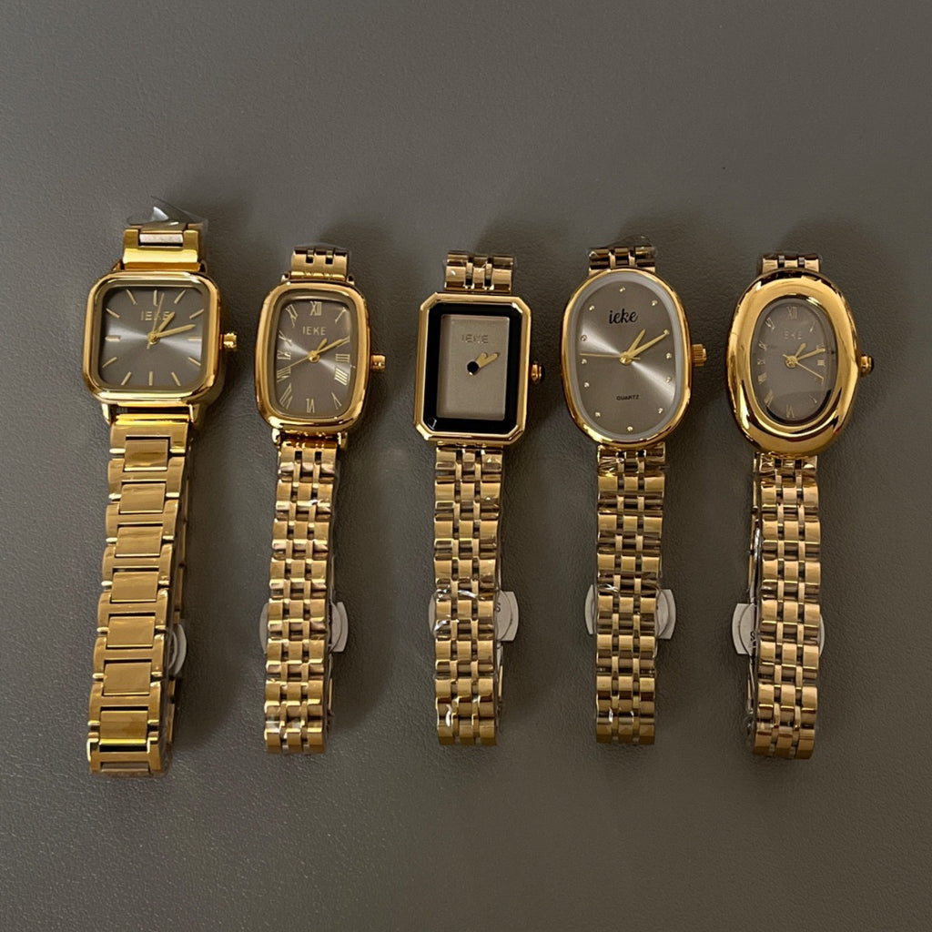 Elegant IEKE Minimalist Oval Gold Quartz Bracelet Watch (Comes Boxed)