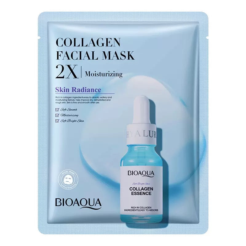 BIOAQUA 2X Skin Radiance Facial Mask Set (Vitamin C, Hyaluronic Acid, Collagen & Centella) – Pack of 4