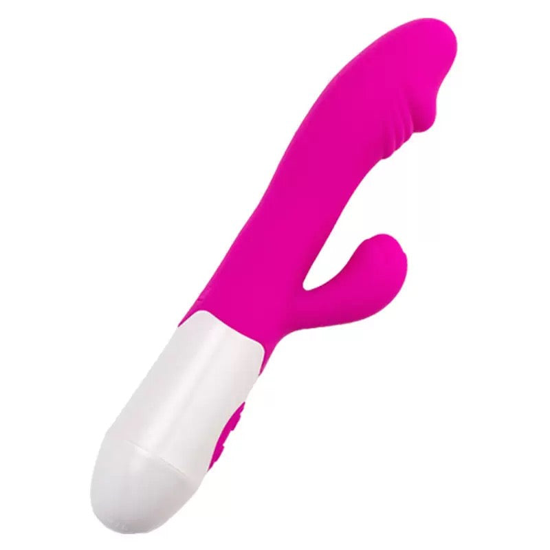 Silicone G-Spot 2-in-1 Dildo + Tongue Vibrator Dual Vibration with 10 Speeds