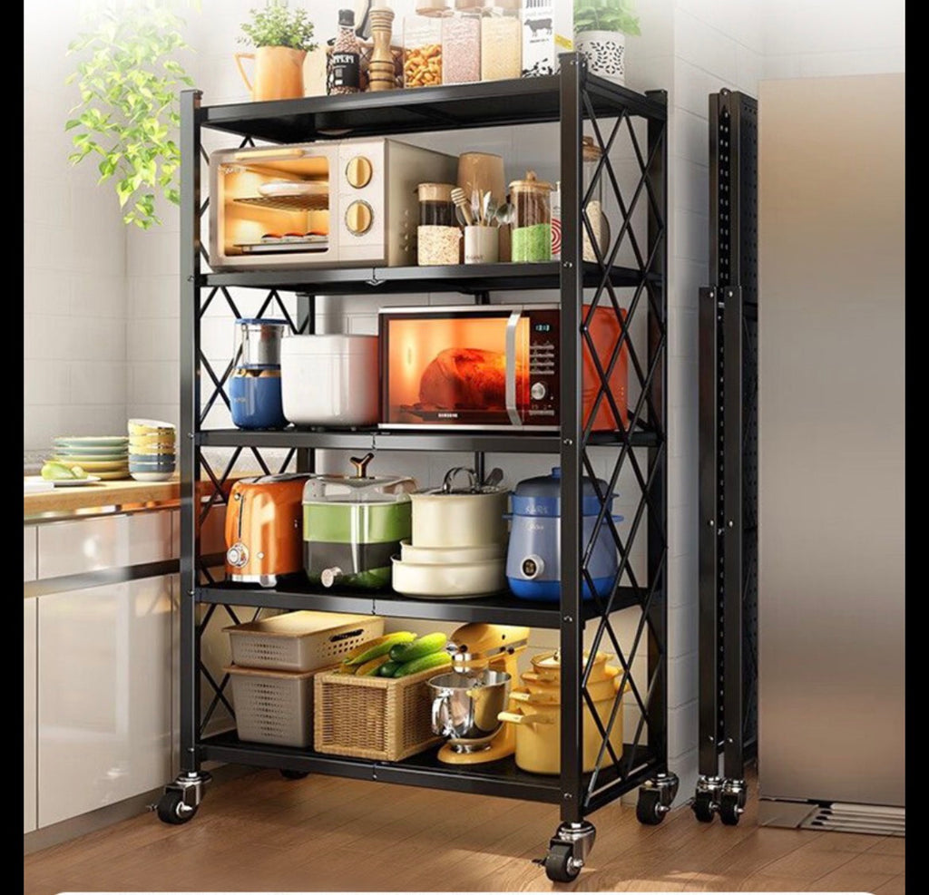 5-Layer Foldable Metal Storage Rack (Kitchen/Pantry/Utility shelf)