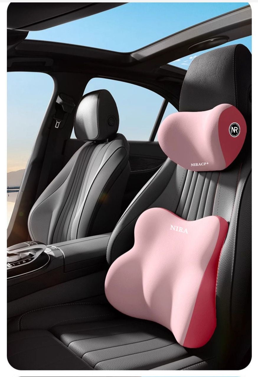 Head Rest + Lumbar Support Memory Foam Car Cushions.