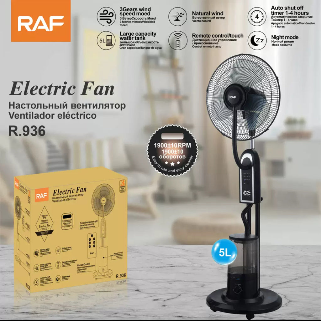 RAF Mist Cooling Standing Fan & Remote Control (5L Water Tank)