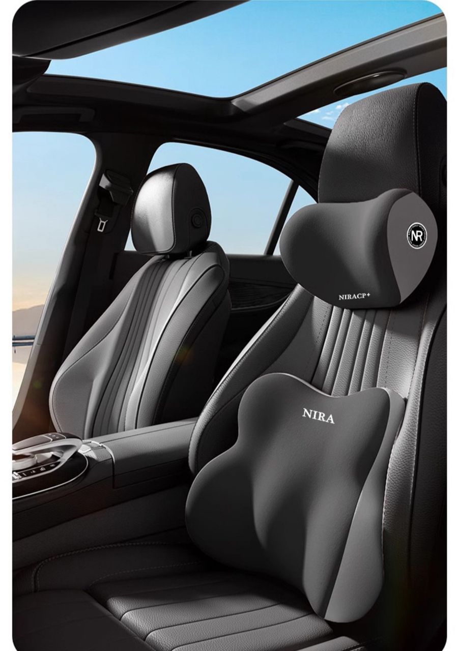 Head Rest + Lumbar Support Memory Foam Car Cushions.