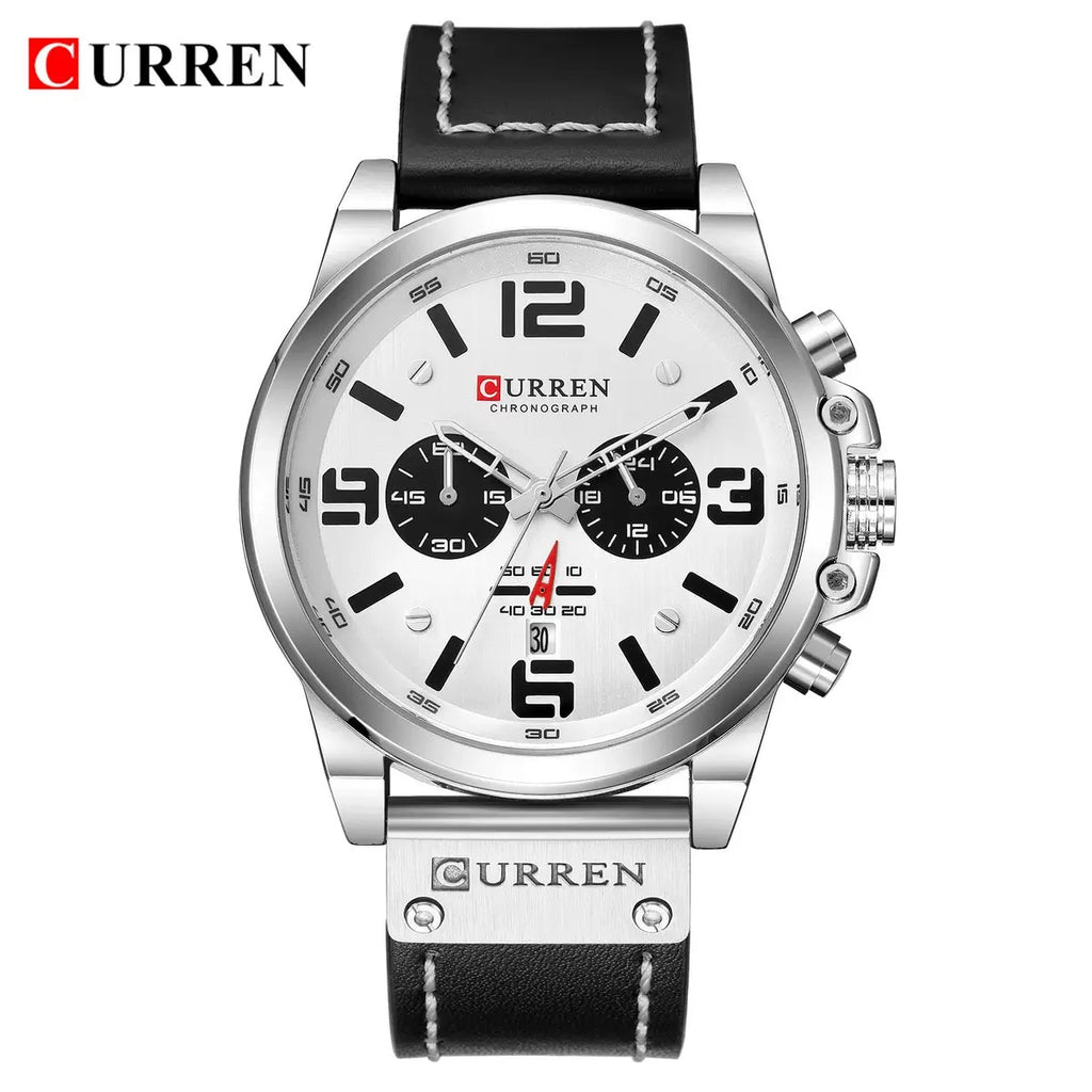CURREN Men’s Chronograph Leather Strap Watch (Comes Boxed)