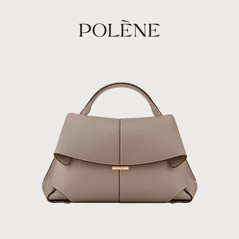 Polène-Inspired Mini Top Handle Leather Handbag (Elegant Flap Design)