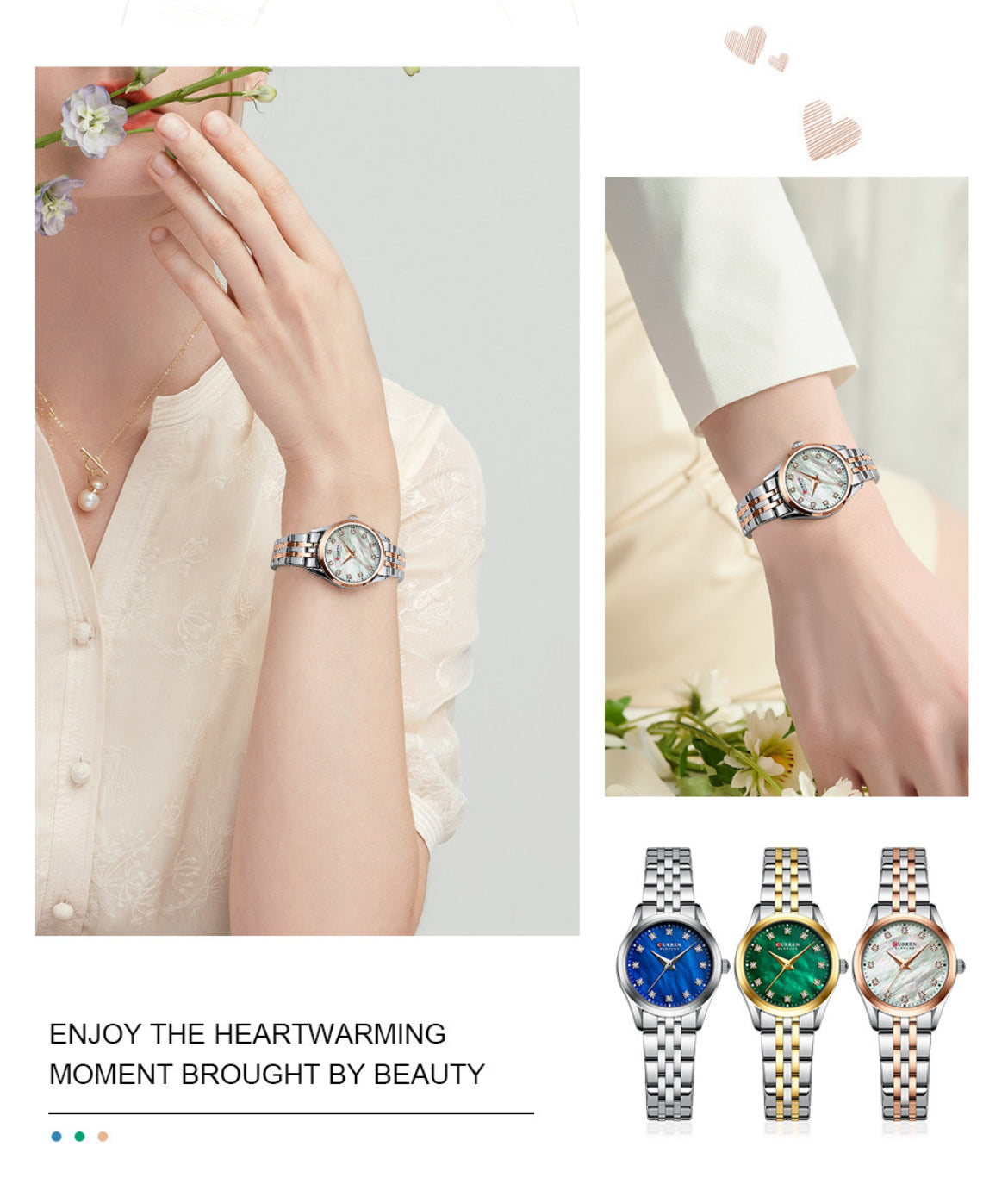 CURREN Fashionable Two-Tone Bracelet Watch for Women (Comes Boxed)