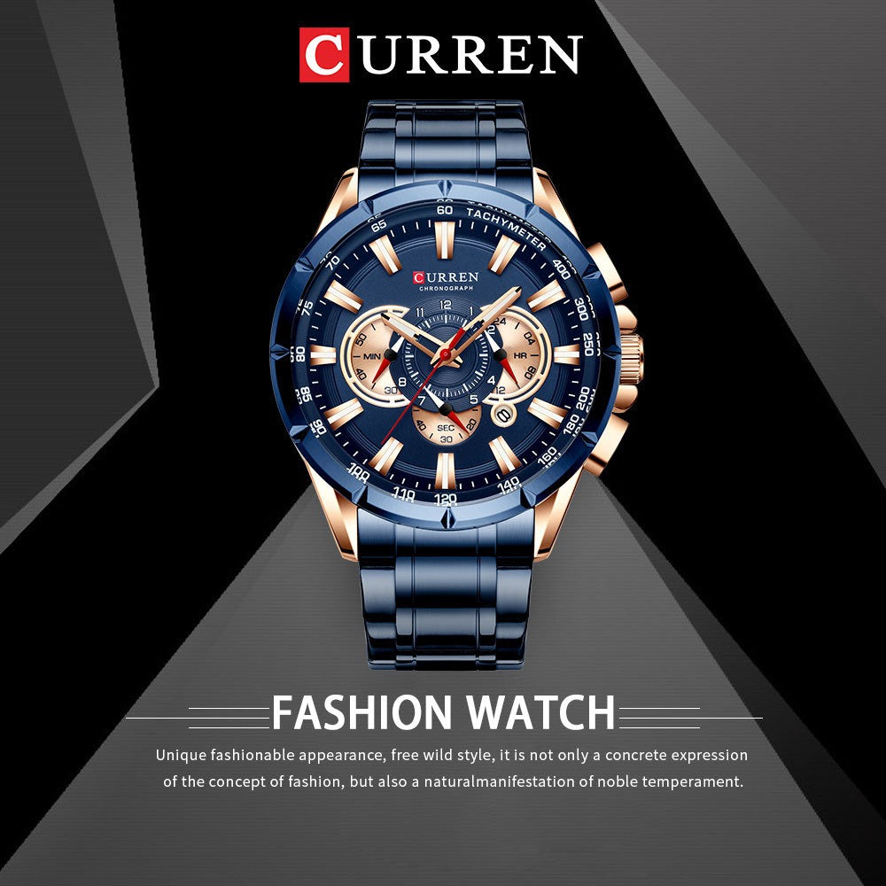 CURREN Luxury Chronograph Stainless Steel Watch (Comes Boxed)