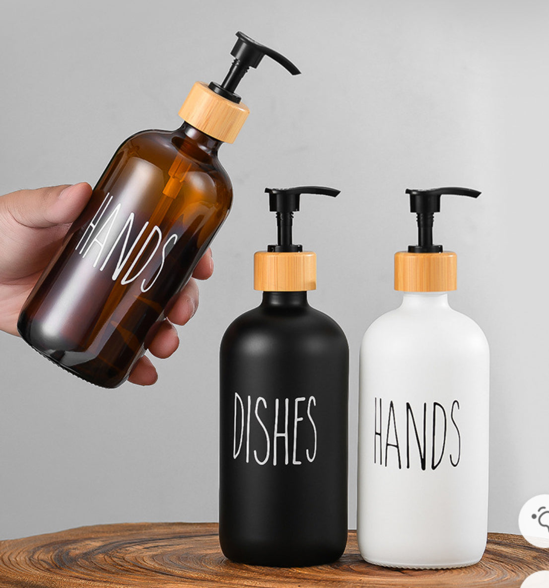 Premium Glass Soap & Dish Dispenser Set with Bamboo Tray (500ml)