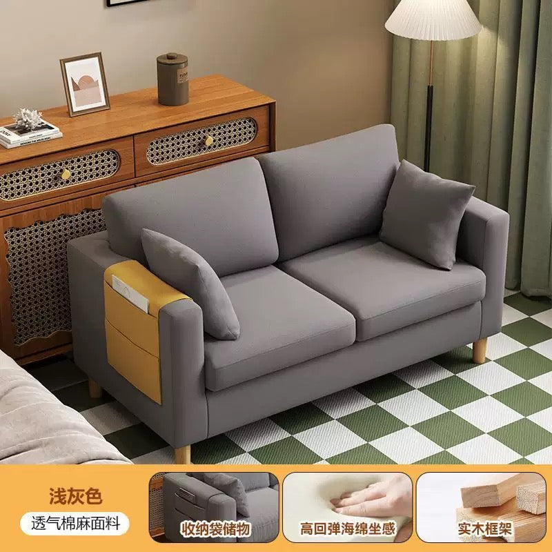 Modern Compact Fabric Sofa with Storage pockets