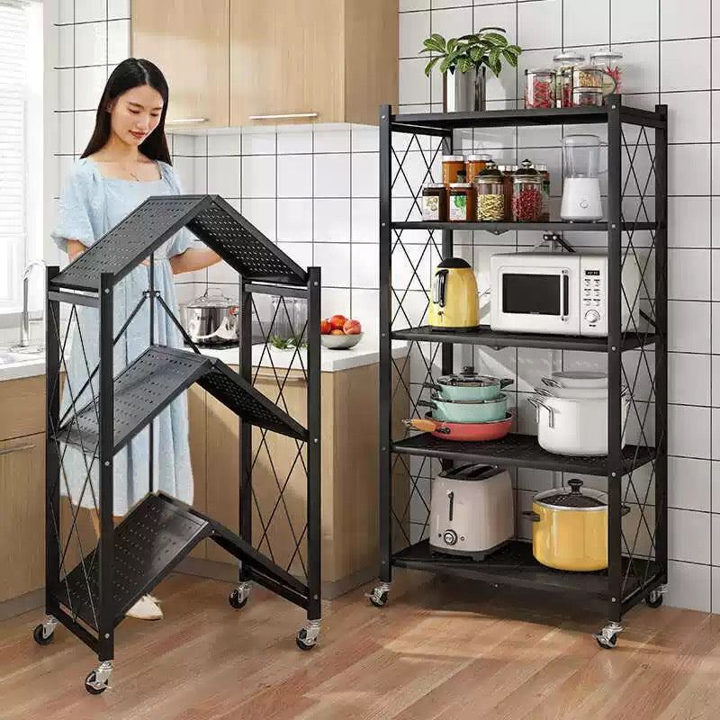 5-Layer Foldable Metal Storage Rack (Kitchen/Pantry/Utility shelf)
