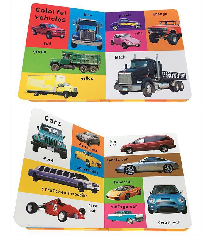 Kids “First 100” Learning Board Book – Early Words, Numbers, Animals & Vehicles (Set of 9 Books)