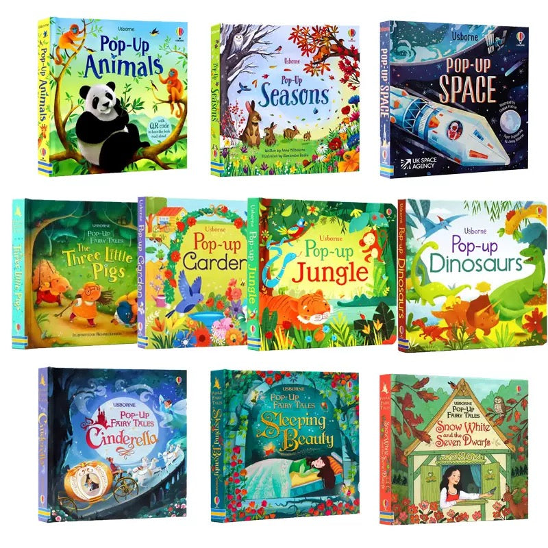 (Set of 10 Books) Children’s 3D Pop-Up Book Collection: Educational & Fairy Tale Set