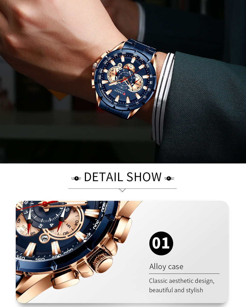 CURREN Luxury Chronograph Stainless Steel Watch (Comes Boxed)