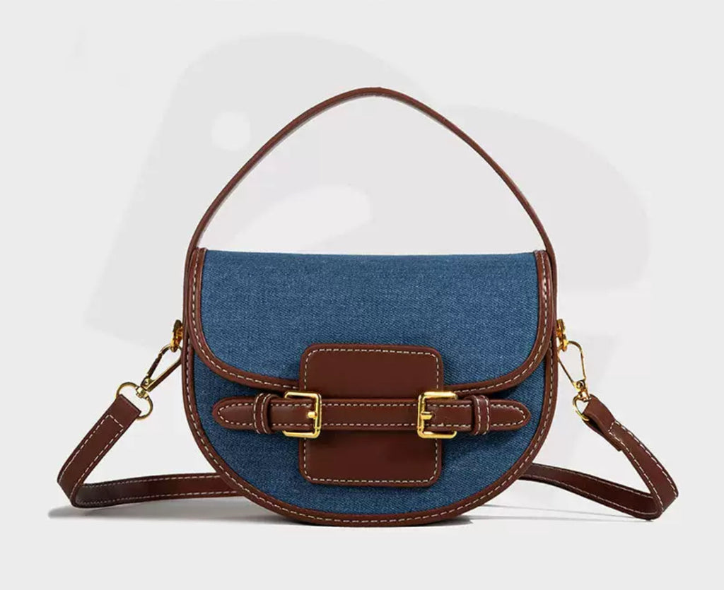 Structured Canvas & Leather Crossbody Bag