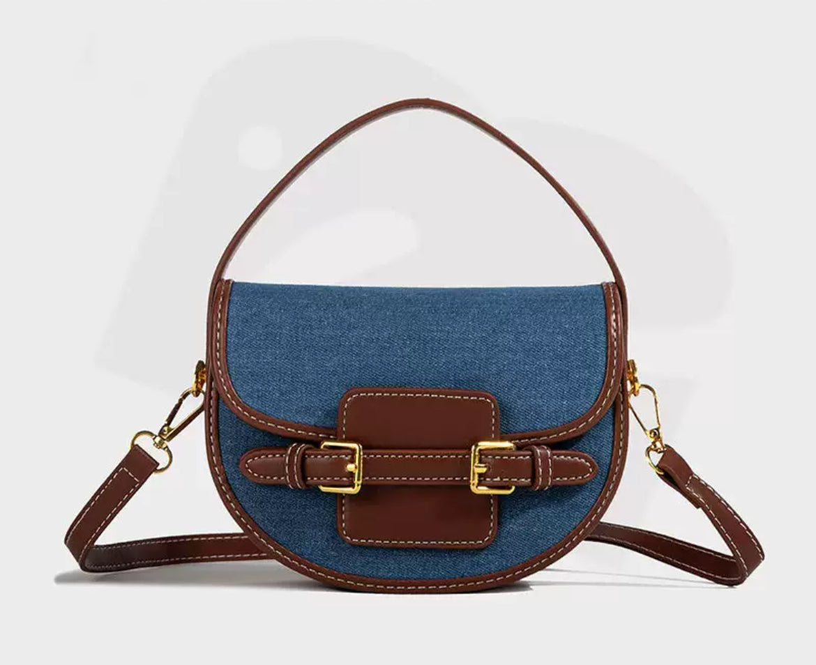 Structured Canvas & Leather Crossbody Bag