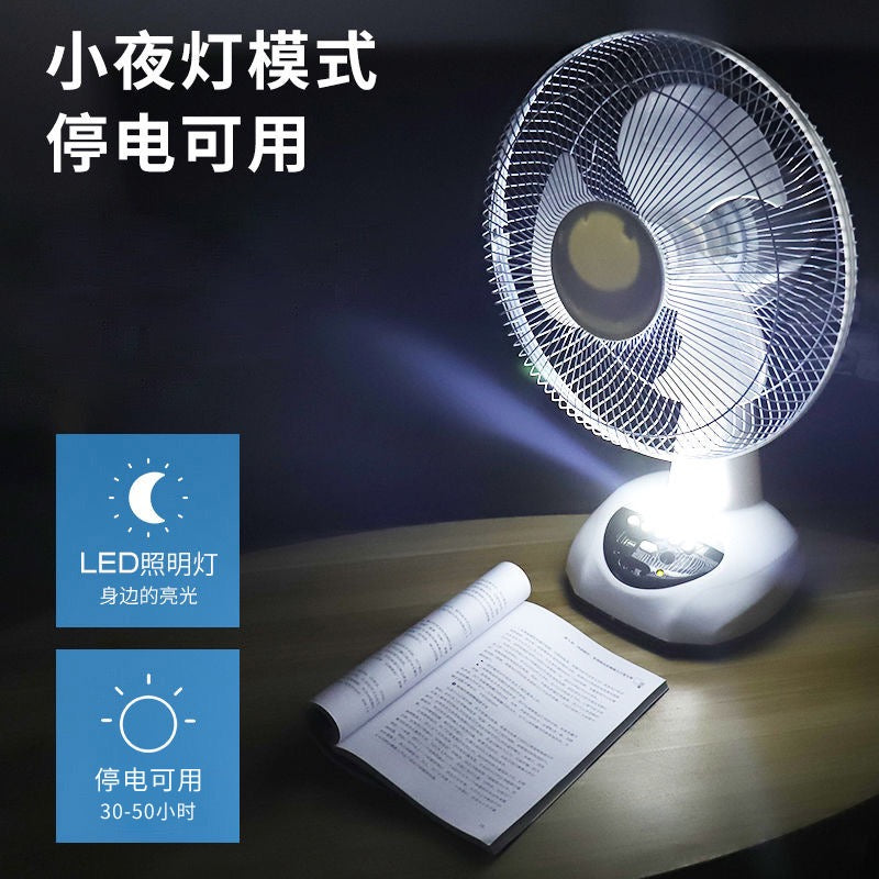 12” Solar Rechargeable Table Fan with Solar Panel & LED Lights