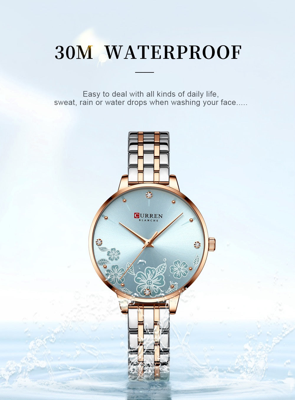 CURREN Blanche Women’s Floral Luxury Bracelet Watch (Comes Boxed)