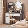 LED Vanity Dressing Table with Mirror, Storage & Butterfly Chair (80x40x128cm)