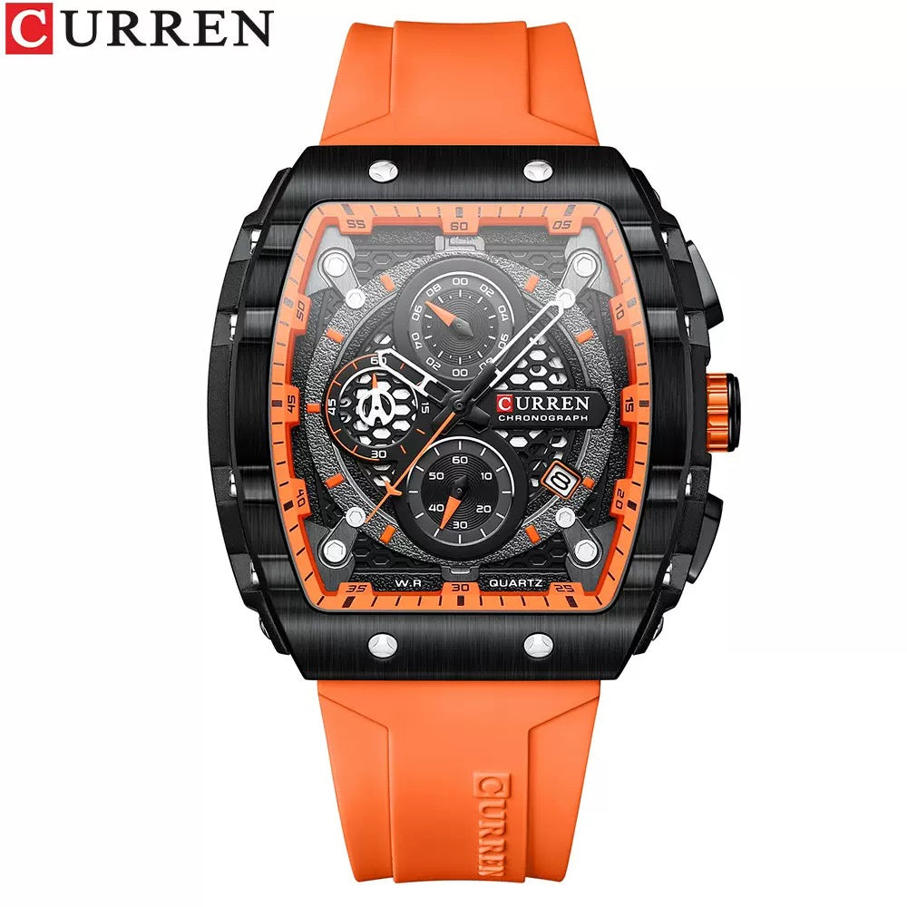 CURREN Premium Square Chronograph Silicone Strap Watch (Comes Boxed)