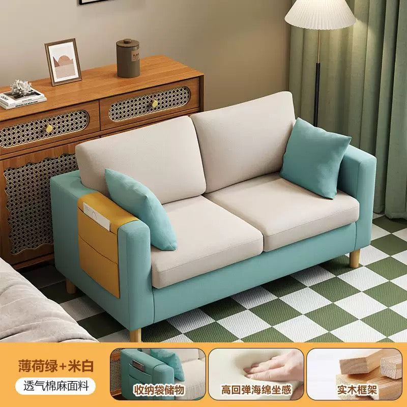 Modern Compact Fabric Sofa with Storage pockets
