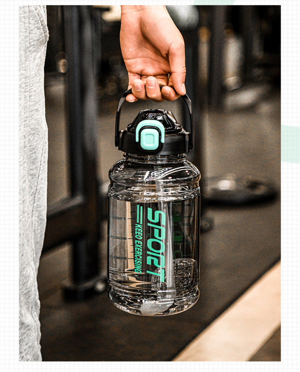Sports Hydration Water Bottle with Carry Handle & Straw Lid