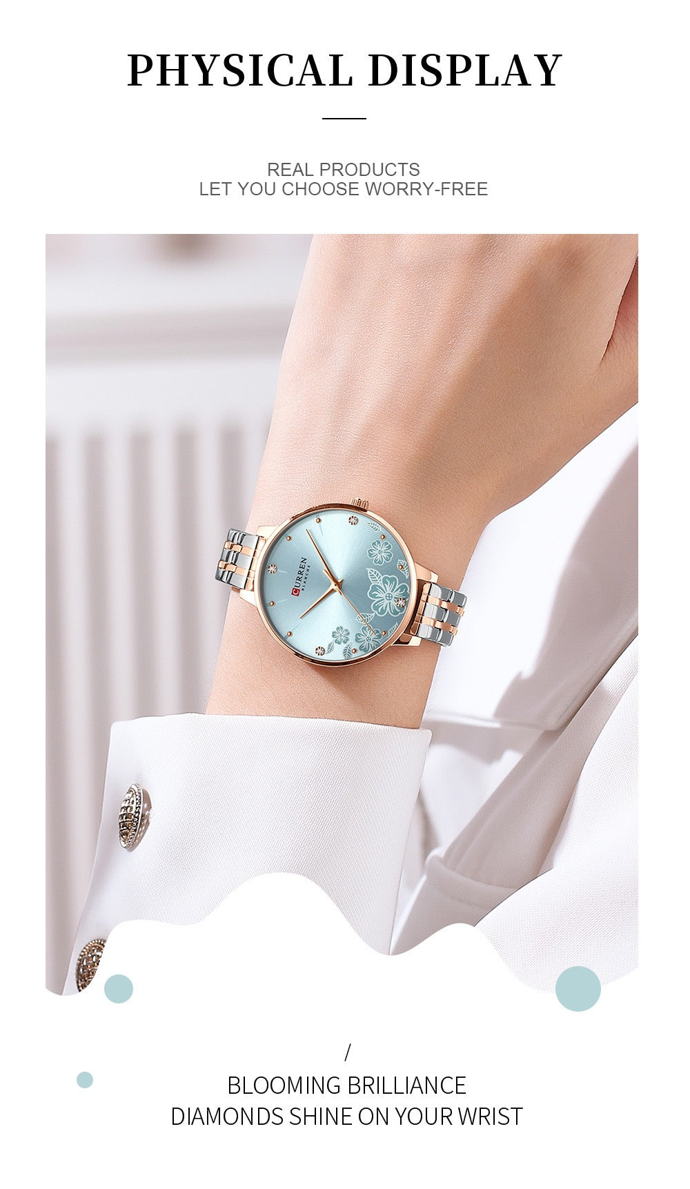 CURREN Blanche Women’s Floral Luxury Bracelet Watch (Comes Boxed)